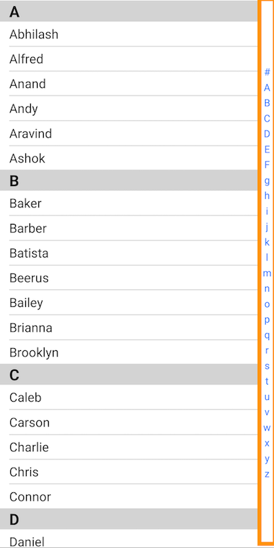 Alphabet-list-component